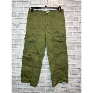 Kensie Olive Green Cargo Capri Pants Size 10 Utility Pocket Cropped Y2K 30x26